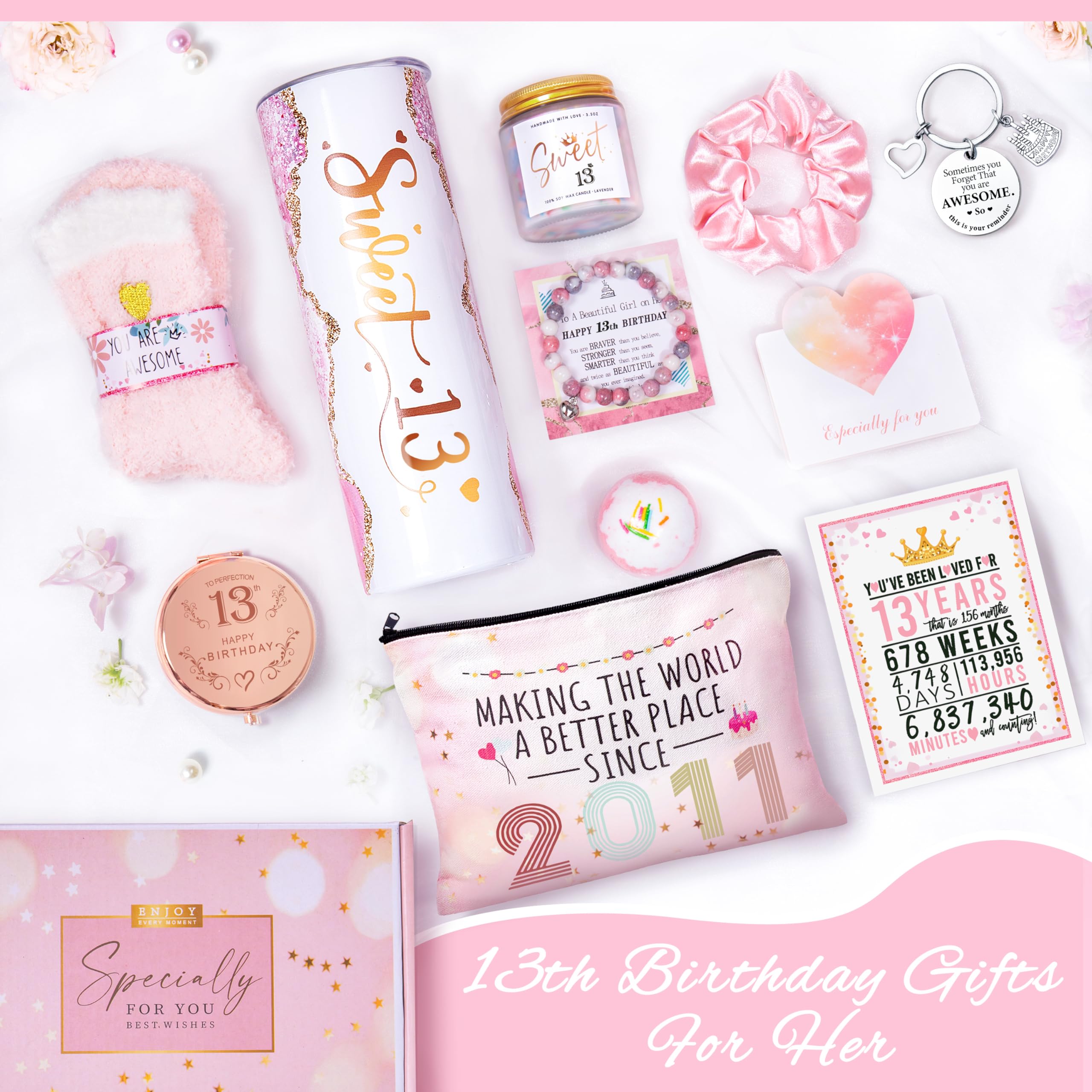 Gifts For 13 Year Old Girl Birthday Gift Ideas, Best Friend Birthday Gifts For Her, 13th First Birthday Gifts For Teen Girls, 13th Birthday Decorations For Girls, Daughter, Niece, Granddaughter