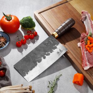 SHANGDAO Meat Cleaver Knife, 7.4 ″ Heavy Duty Razor Sharp Butcher Cleaver Kitchen Knife, High-carbon steel Chopper Knife, Forged Blade & Wood Handle, For Home Kitchen and Restaurant