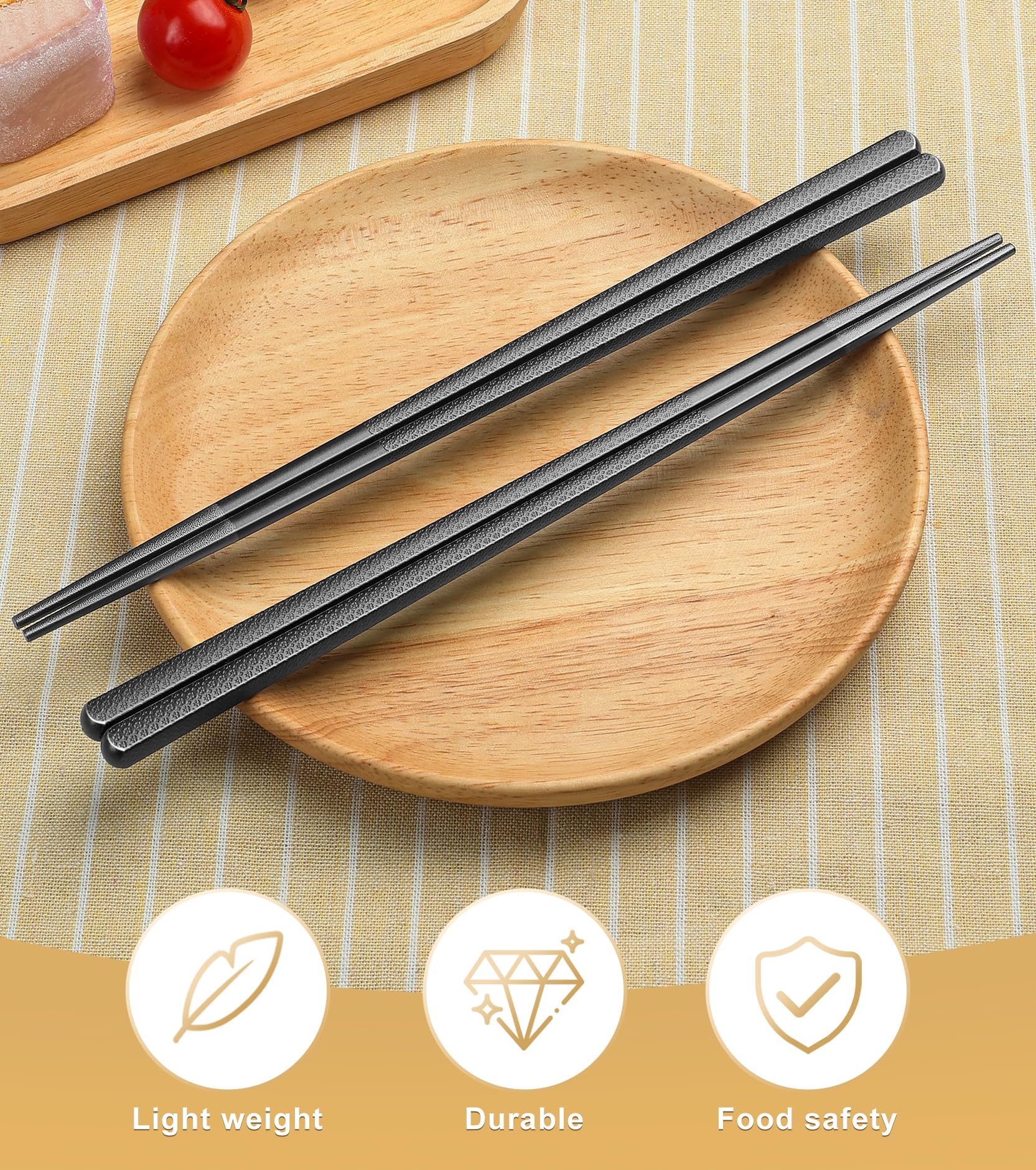 LOROTOCO 50 Pairs Chopsticks | Reusable | Dishwasher Safe | Bulk | Fiberglass | Adults | | Commercial - （9.45in）