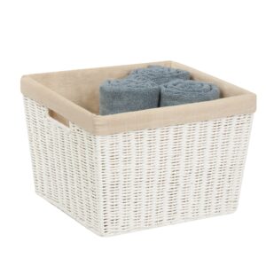 yqdste lined storage basket (white/natural, 13"" 15"" x 10""), yst-021