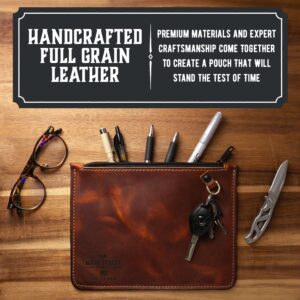 Made in USA Leather Utility Pouch | Premium Leather Pencil Case | Handmade Leather Pen Case - Durable Leather Pouch - Versatile Small Leather Bag for Office, Travel & Gifts for Men & Women