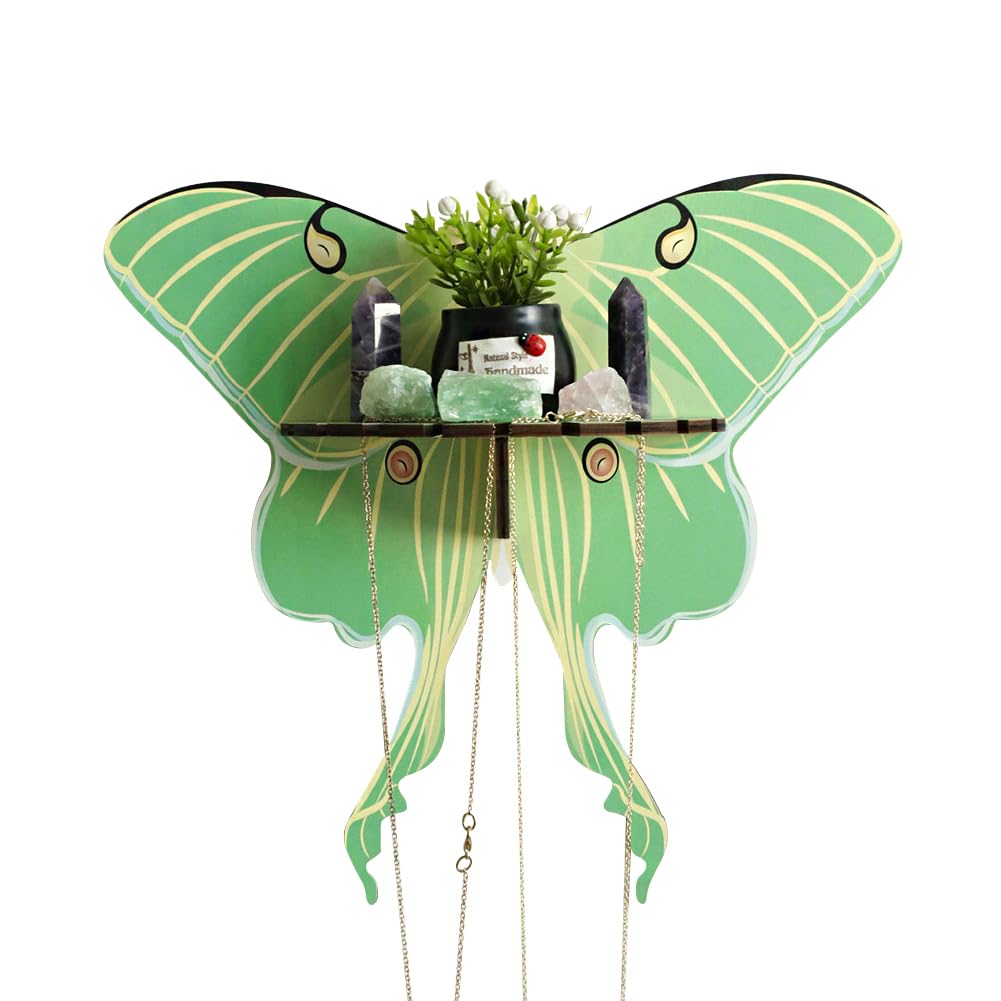 JruiZhp Butterfly Shelf， 1Pcs Green Butterfly Wooden Whimsigoth Decor Shelf Hanging Wall Shelf Floating Holder Shelves Storage Rack for Home Decoration