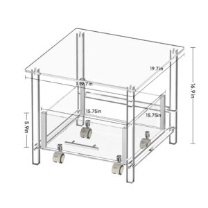 Aquiver Acrylic Mini Fridge Stand with Storage Basket - Mini Fridge Table Small Beverage Refrigerator Stand, with 4 Lockable Wheels, 19.7'' L x 19.7'' W x 16.9'' H, Clear