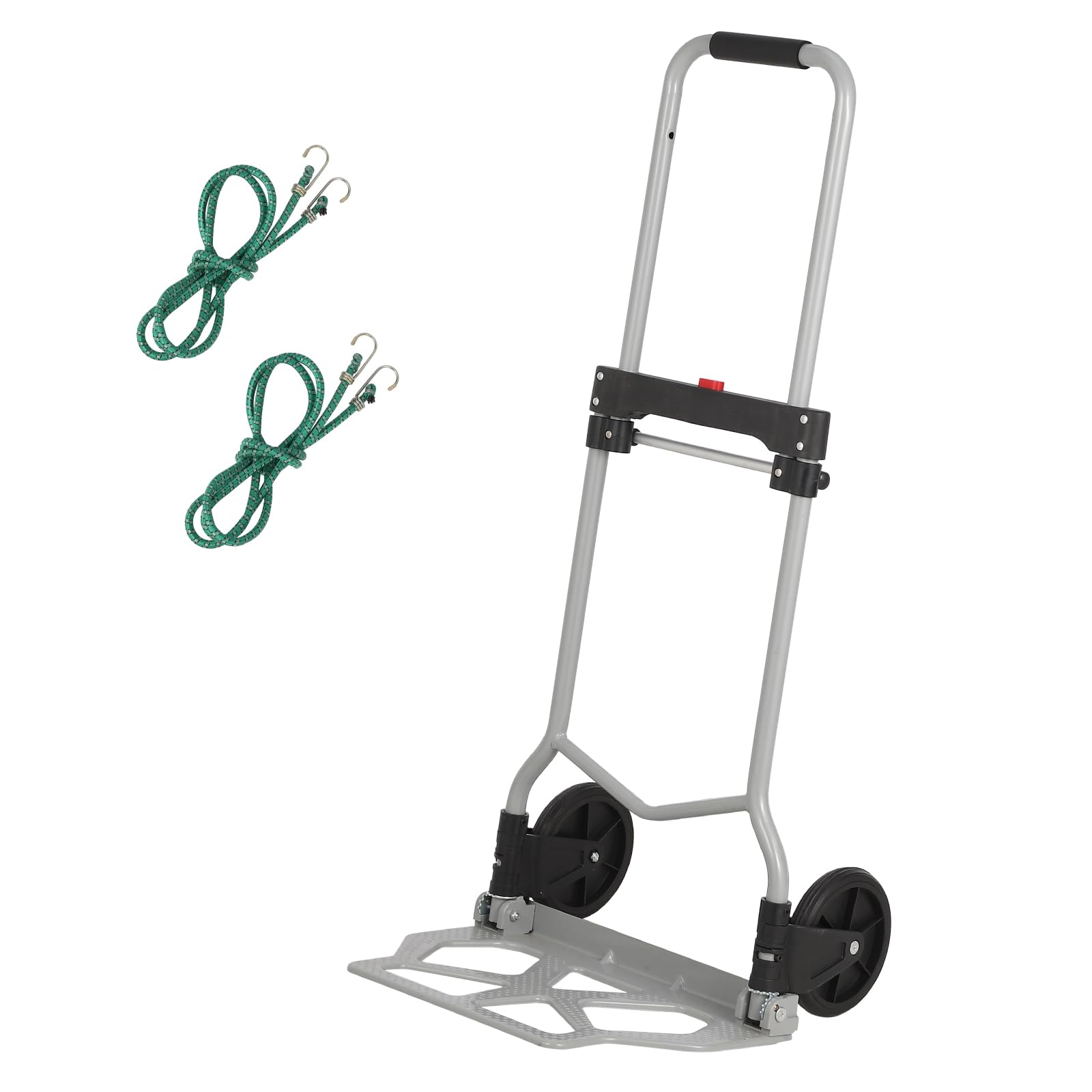 GarveeTech Folding Hand Truck and Dolly, 180lbs Load Capacity, Steel Portable Folding Cart with Bungee Cord Telescopic Handle and Rubber Wheels for Home, Travel, Mobile Warehouse