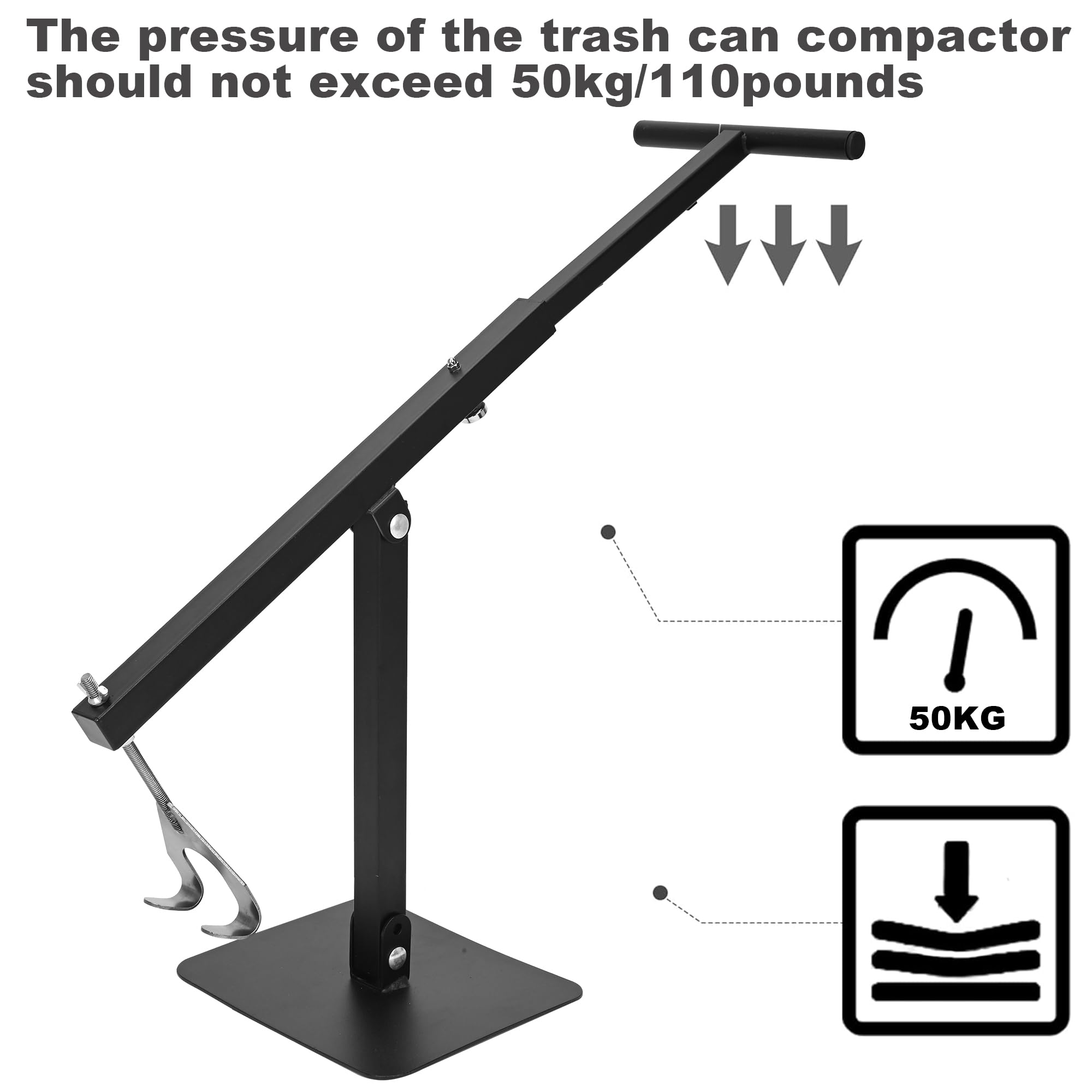 ikare Manual Trash Compactor for 60-100L Bins, Trash Compactor for Kitchen, Portable Small Trash Compactor, Waste Bin Compactor for Fast Food Restaurant