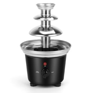 VAlinks Chocolate Fountain Machine 3 Tiers Electric Melting Machine Chocolate Fountain Mini Stainless Steel Chocolate Fondue Fountain for Parties Melts Chocolate Cheese BBQ Sauce Liqueurs