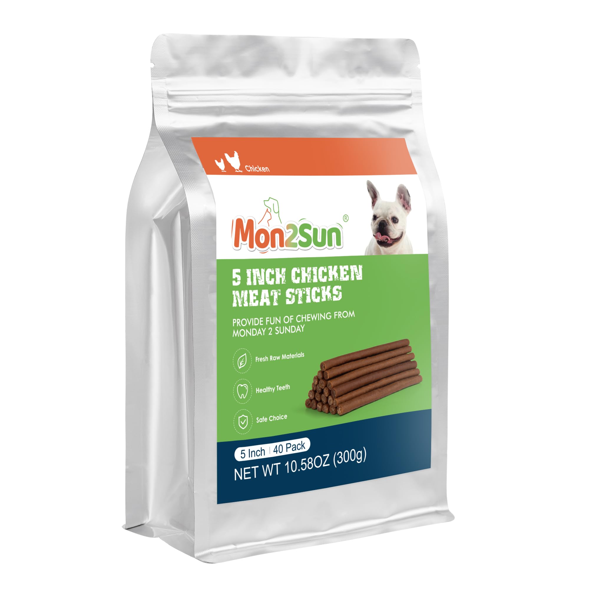 MON2SUN Dog Jerky Treats, 5 Inch Chicken Sticks (Chicken Liver Flavor) Rawhide Free Dog Training Treats for Small Dogs, Soft and Healthy Dog Snacks, 10.58oz (40 Count-Pack of 1)