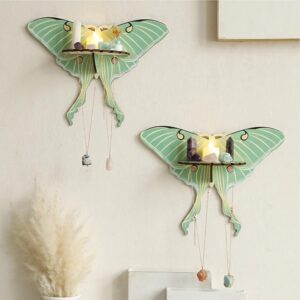 JruiZhp Butterfly Shelf， 1Pcs Green Butterfly Wooden Whimsigoth Decor Shelf Hanging Wall Shelf Floating Holder Shelves Storage Rack for Home Decoration