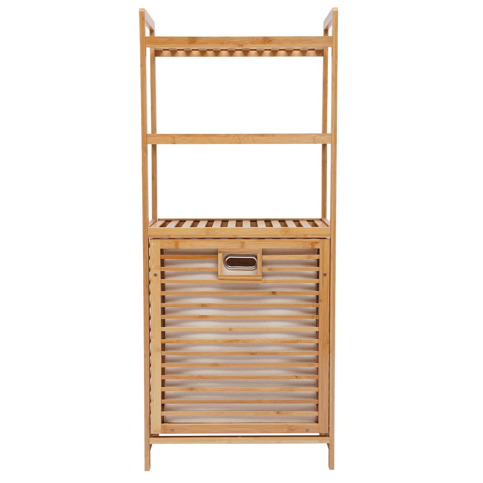 Laundry Basket Tilted Out Linen Basket Bamboo Freestanding Laundry Basket, Laundry Basket Bamboo Bathroom Cabinet,4-Tier Shower Shower Rack, Bathroom Living Room Bedroom Storage Laundry Rack