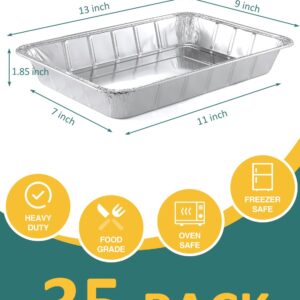 NEEBAKE 35 Pack 9x13 Disposable Aluminum Pans - Large-Aluminum-Foil-Pans-Half-Size-Tin-Foil-Baking-Pans-Heavy-Duty-Steam-Table-Tin-Trays-Containers-for-Prepping-Food-Cooking-Roasting-Heating