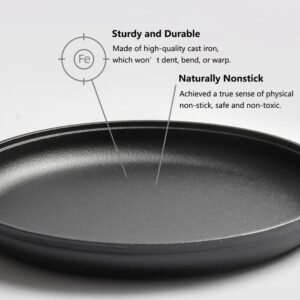 Unoschrim Cast Iron Skillet 14 Inch, Round Nonstick Frying Pan, Double Handle Outdoor Camping Cookware, Versatile Cast Iron Griddle for Frying, Sautéing or Baking, Oven Safe Cookware, Induction Safe