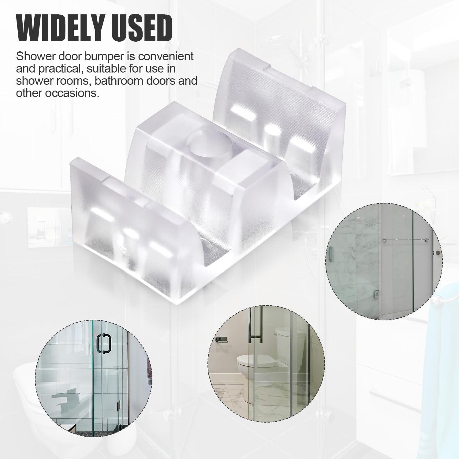 4pcs Shower Door Bumpers, Anti-Collision Block Glass Shower Door Stopper for Sliding Doors Shower Room Glass Shower Door Bottom Guide Assembly