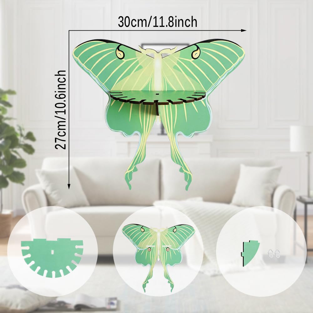 JruiZhp Butterfly Shelf， 1Pcs Green Butterfly Wooden Whimsigoth Decor Shelf Hanging Wall Shelf Floating Holder Shelves Storage Rack for Home Decoration