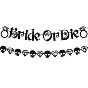 generic bride or die bachelorette banner party decorations,till death do us party,black glitter letters bachelorette party decor banner,funny wedding engagement,bridal shower party decorations