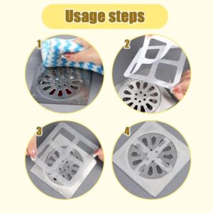 Disposable Hair Drain Stickers, 4" X 4" Disposable Shower Drain Cover Hair Catcher Mesh Stickers, Floor Drain Filter Stickers Hair Catcher, Hair Drain Sticker for Bathroom, Laundry, Bathtub(100PCS)