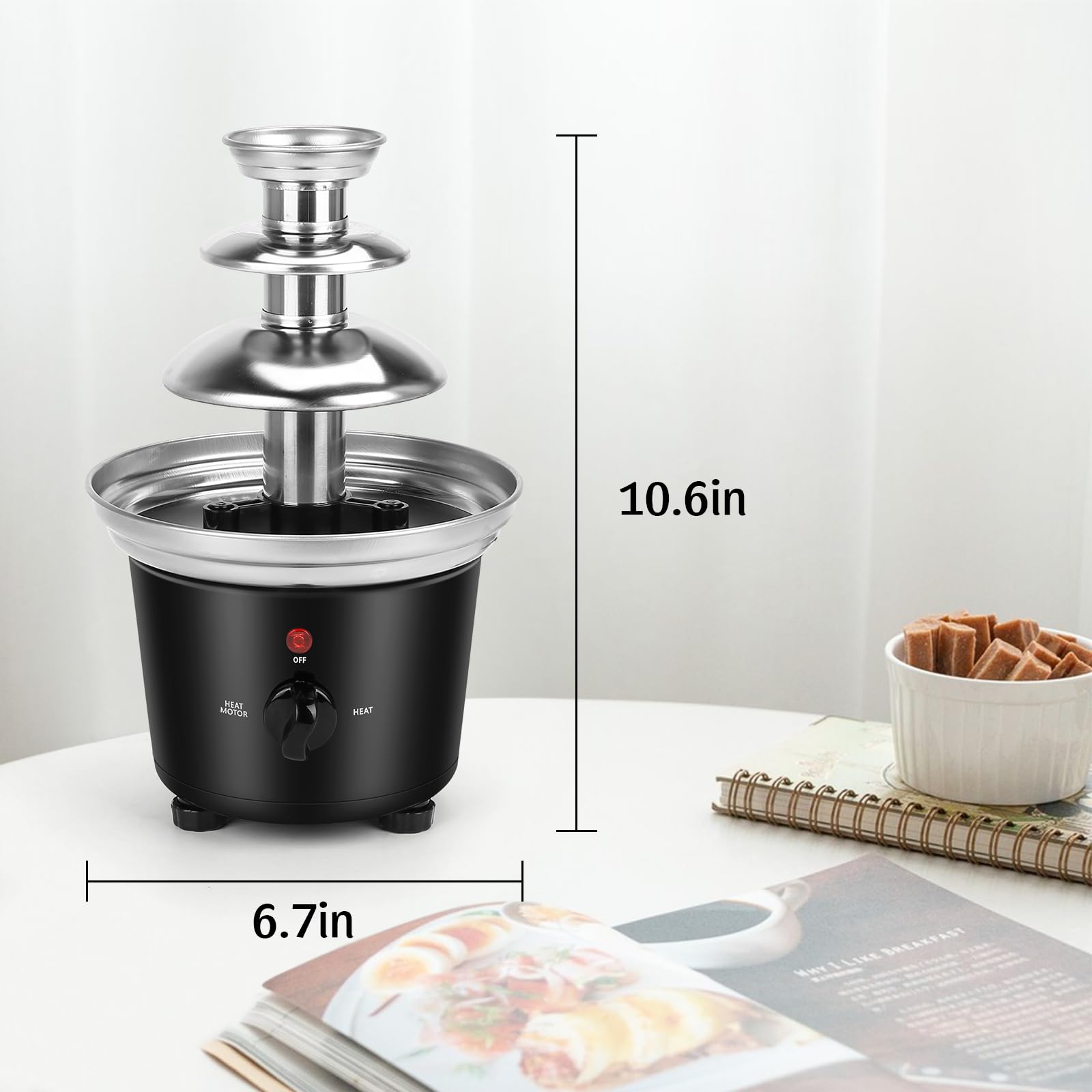 VAlinks Chocolate Fountain Machine 3 Tiers Electric Melting Machine Chocolate Fountain Mini Stainless Steel Chocolate Fondue Fountain for Parties Melts Chocolate Cheese BBQ Sauce Liqueurs