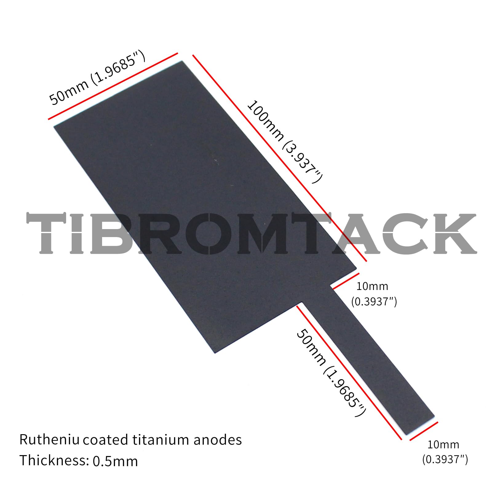 TIBROMTACK Titanium Electrode, Ruthenium Coated Titanium Anode Plate 4 x 2 x 0.02 Inches for Electrochemical Applications and Swimming Pool Cleaning, GHR093