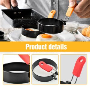 Egg Rings for Frying, 2024 Upgrade Stainless Steel Egg Rings for Frying Silicone Handle Egg Rings, 3.5 inch Round Egg Rings for Fried Egg Rings for Camping Breakfast Sandwiches (Orange, 2PCS)