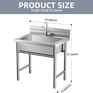 Stainless utility sink freestanding outdoor with hose hook up kitchen single stainless Sinks(20Inch)