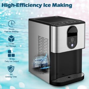 ARLIME Nugget Ice Maker Countertop, 56 lbs/24 H Pepple Chewable Ice Making Machine w/Self-Cleaning System, Self-Dispensing Pellet Ice Machine w/ 0.63 gal Water Tank for Home & Kitchen