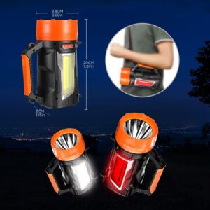 ErayLife Camping Lanterns Rechargeable Hand Crank Flashlight Cell Phone Charger, Camping Essentials, 6 Light Modes, IP64 Waterproof, Handheld LED Spotlight Flashlight for Camping Hiking Emergency