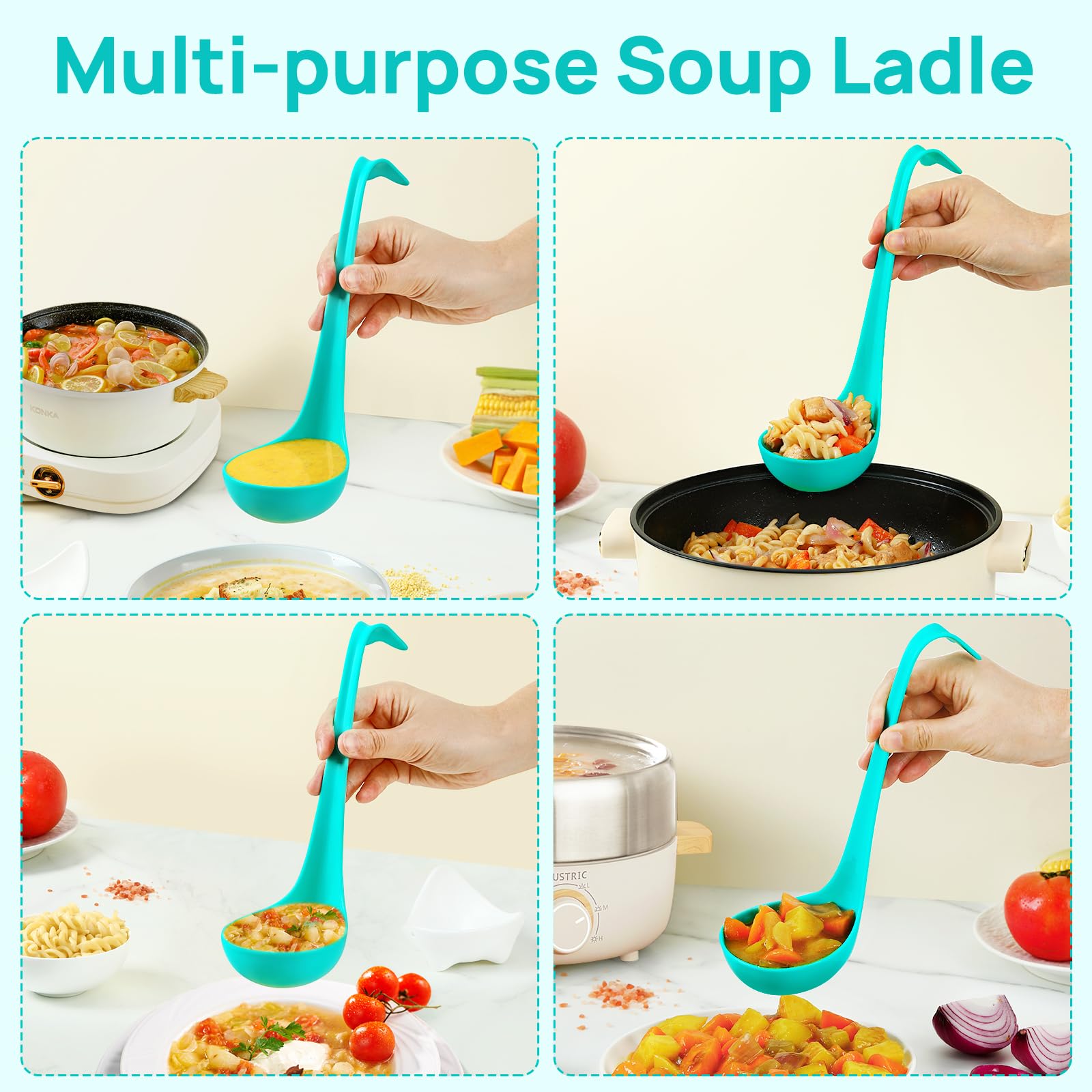 Whale Tail Soup Ladle - Cute & Funny Kitchen Gadget, Ideal for Cooking, Serving Soup, Stew, & Sauce - Versatile Tool with Food-Grade Material, Hook Tail Design & Ergonomic Handle