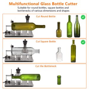 MiiMOO Glass Bottle Cutter - Upgraded Curve Glass Cutter Kit for Cutting Round, Square Bottles and Bottlenecks, Versatile DIY Craft Tools for Beer, Whiskey, Wine, Champagne