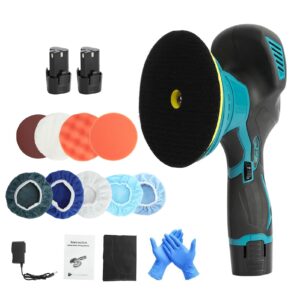 6 inch rotary buffer polisher waxer, 6 variable speed 2500-5000 rpm, battery powered cordless powerful motor ergonomic handle car polishing dual action car buffer polisher