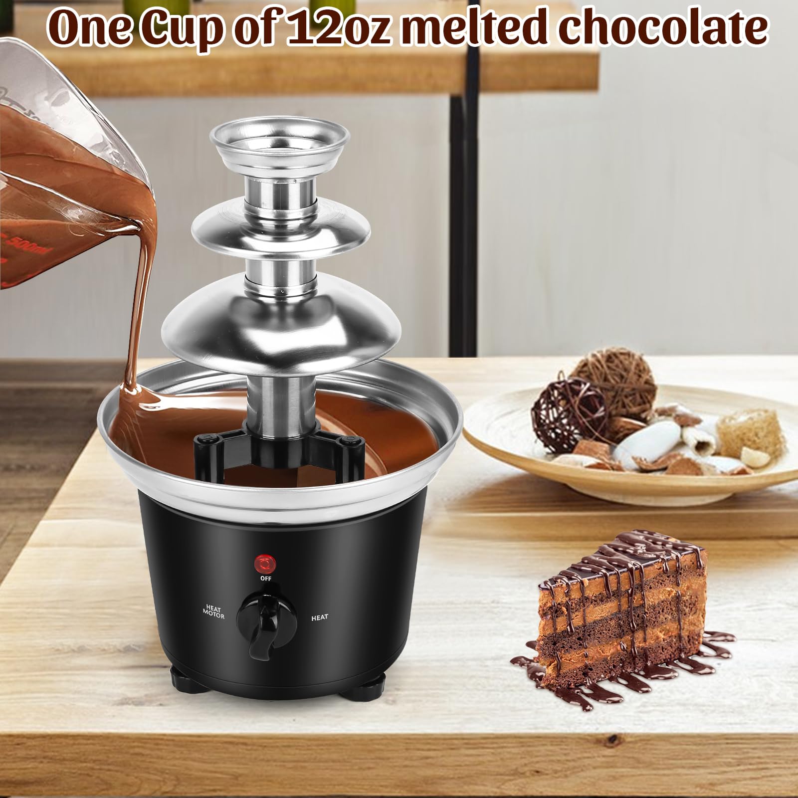 VAlinks Chocolate Fountain Machine 3 Tiers Electric Melting Machine Chocolate Fountain Mini Stainless Steel Chocolate Fondue Fountain for Parties Melts Chocolate Cheese BBQ Sauce Liqueurs