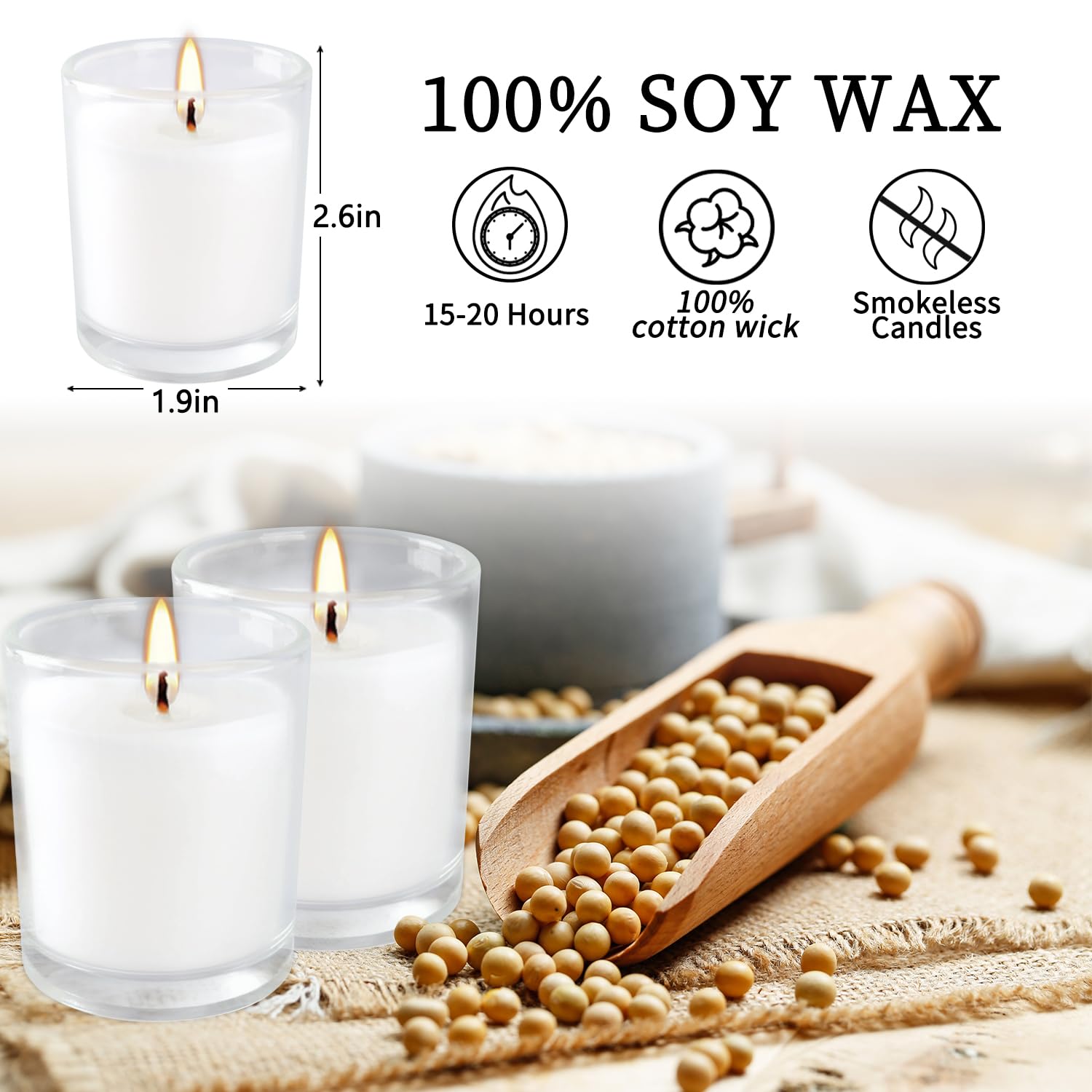 36-Pack of Unscented Warm White Votive Candles-Burn with a Warm White Glow for up to 12 Hours. Ideal for Weddings, Birthdays, Holidays, Parties,Thoughtful Gift for Any Occasion …