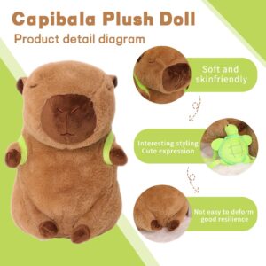 HENGSHI Cute Capybara Plush Toy,Kawaii Capybara Stuffed Animals Turtle Backpack Capybara Plush,Soft Capybara Plush Doll Pillow for Kids Boys Girls (25cm/9.8 inches)