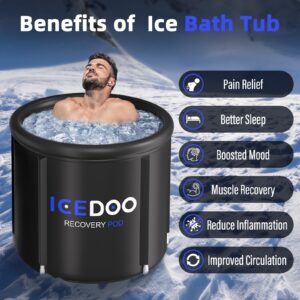 Ice Bath Tub for Athletes, 116 Gallon Portable Bathtub Adult with Cover, Cold Plunge Tub,Ice Pod Cold Plunge,Outdoor Inflatable Hot Tub Bathtub at Home for Cold Water Recovery