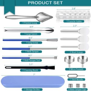 LELELUK 16 Pcs Versatile Easy Capsule Filling Tool Kit for Gel Capsules Empty - Pill Filling Tools with Micro Funnel, Capsule Holder, Herb Tamper and Lab Scoops - Gel Capsules Size #000 00 0 1 2 3 4 5