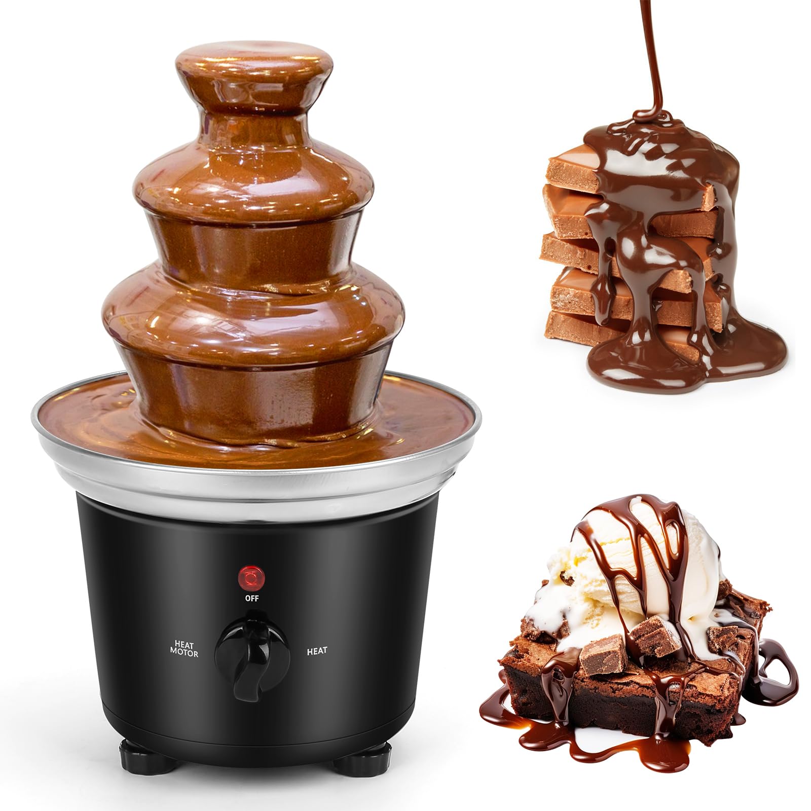 VAlinks Chocolate Fountain Machine 3 Tiers Electric Melting Machine Chocolate Fountain Mini Stainless Steel Chocolate Fondue Fountain for Parties Melts Chocolate Cheese BBQ Sauce Liqueurs