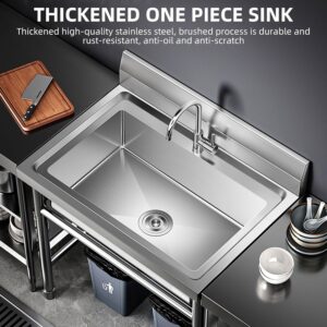 Stainless utility sink freestanding outdoor with hose hook up kitchen single stainless Sinks(20Inch)