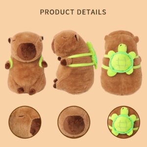 HENGSHI Cute Capybara Plush Toy,Kawaii Capybara Stuffed Animals Turtle Backpack Capybara Plush,Soft Capybara Plush Doll Pillow for Kids Boys Girls (25cm/9.8 inches)