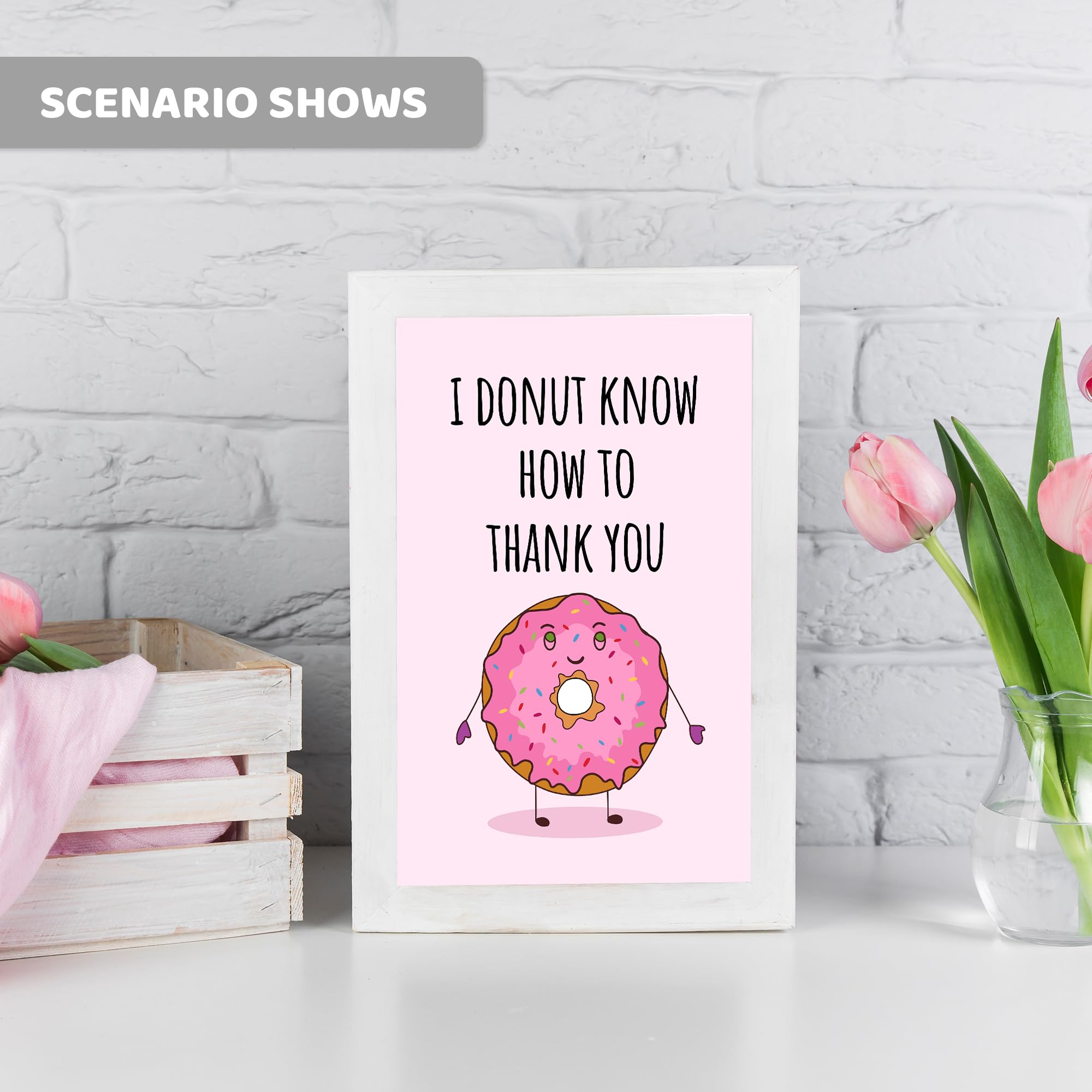 Lixpexgivt Donut Thank You Cards,Funny Thank You Card for Women Men,Thanksgiving Card for Friend Leader Coworker Bestie,I Donut Know How to Thank You