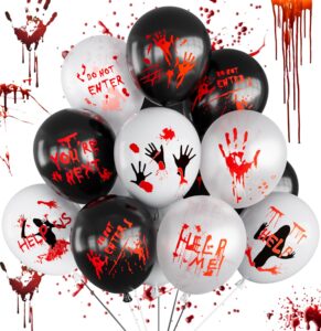 scary halloween balloons,12 inch bloody balloons,horror balloons with blood handprint,scary halloween decorations for zombie vampire,haunted house, horror party supplies (scared style)