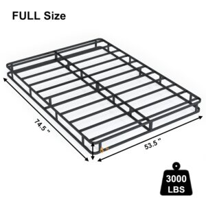 Full Box Spring 5 Inch, Heavy Duty Metal Box Spring Bed Base with Easy Assembly, Mattress Foundation Full, Strong Metal Frame, Noise Free, 3000lbs Max Weight Capacity