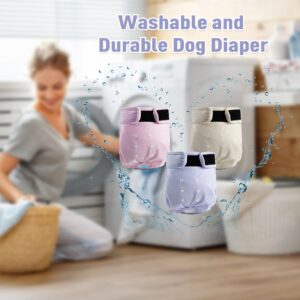 ZINGTERRA 3 Pack Washable Female Dog Diapers,Reusable Diaper for Doggie,Highly Absorbent Dog Diaper,Adjustable Leakproof Puppy Diapers Skirt for Heat,Incontinence,Period Doggy Nappies S