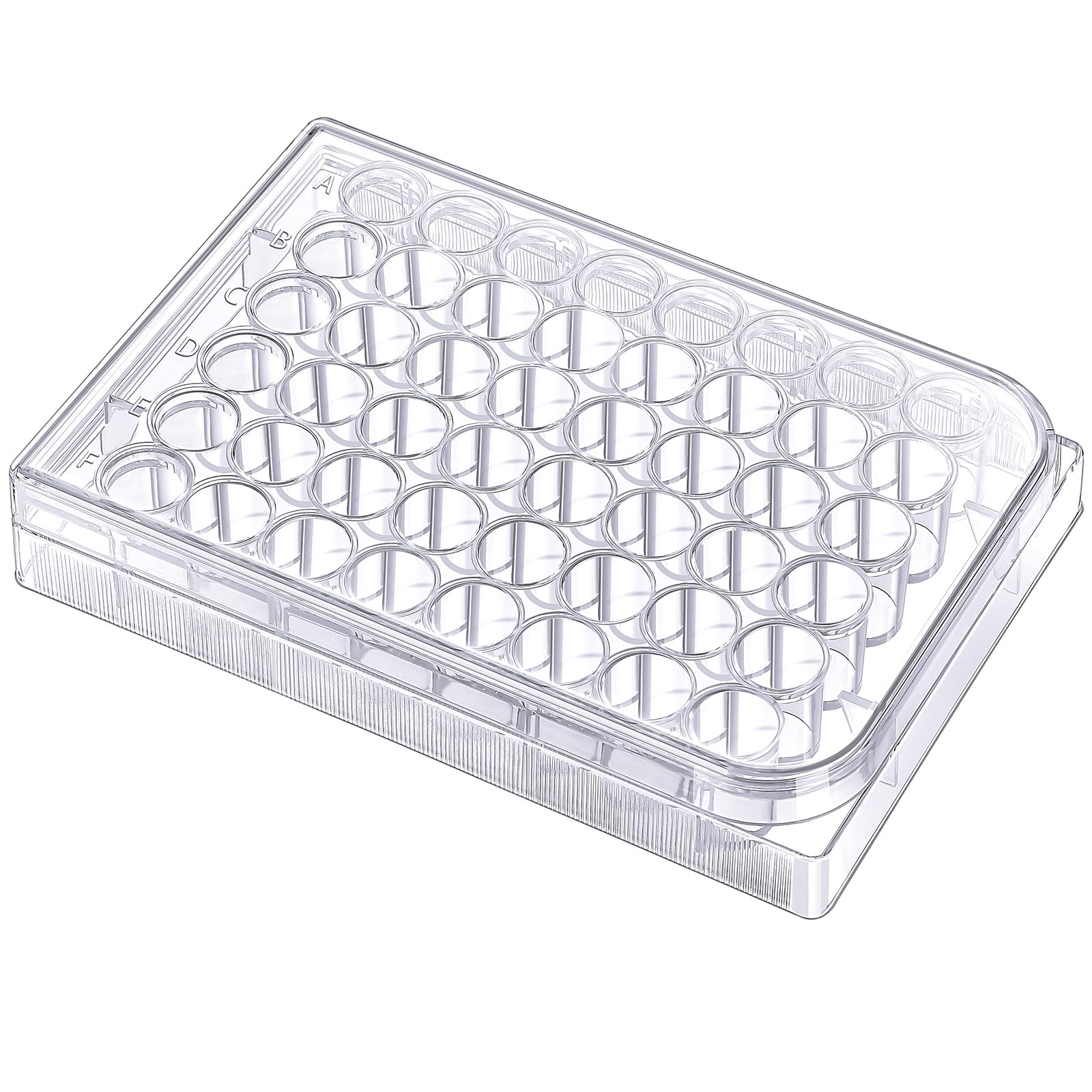 Tellegloww 1 Pack Disposable Sterile Flat Tissue Cell Culture Plates with Lid Tissue Culture Treated Plate for Lab Cell Culture, Clear (48 Well)