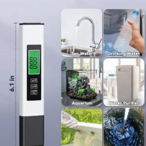 Pawfly 4 in 1 TDS Meter Digital Water Tester, TDS EC and Temperature (℃/℉) Meter, Fast Accurate Digital Water Tester, 0-9999 ppm Water Quality Tester for Drinking Water Tap Water Well Aquarium & Pool