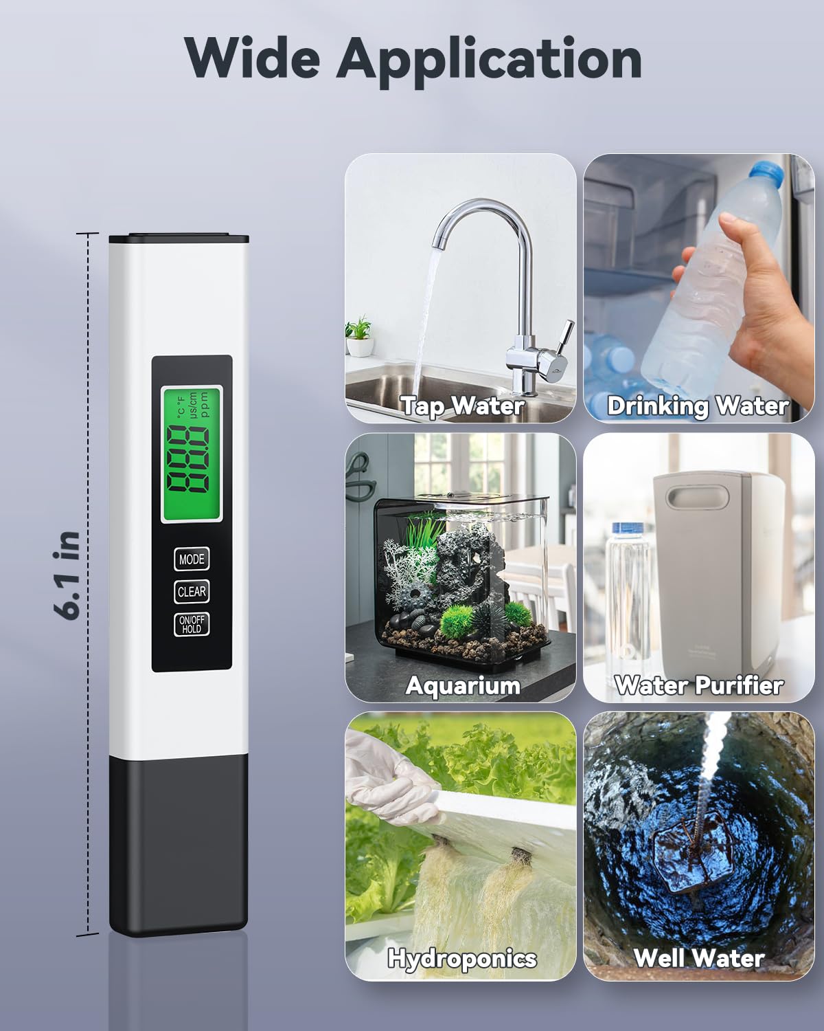 Pawfly 4 in 1 TDS Meter Digital Water Tester, TDS EC and Temperature (℃/℉) Meter, Fast Accurate Digital Water Tester, 0-9999 ppm Water Quality Tester for Drinking Water Tap Water Well Aquarium & Pool