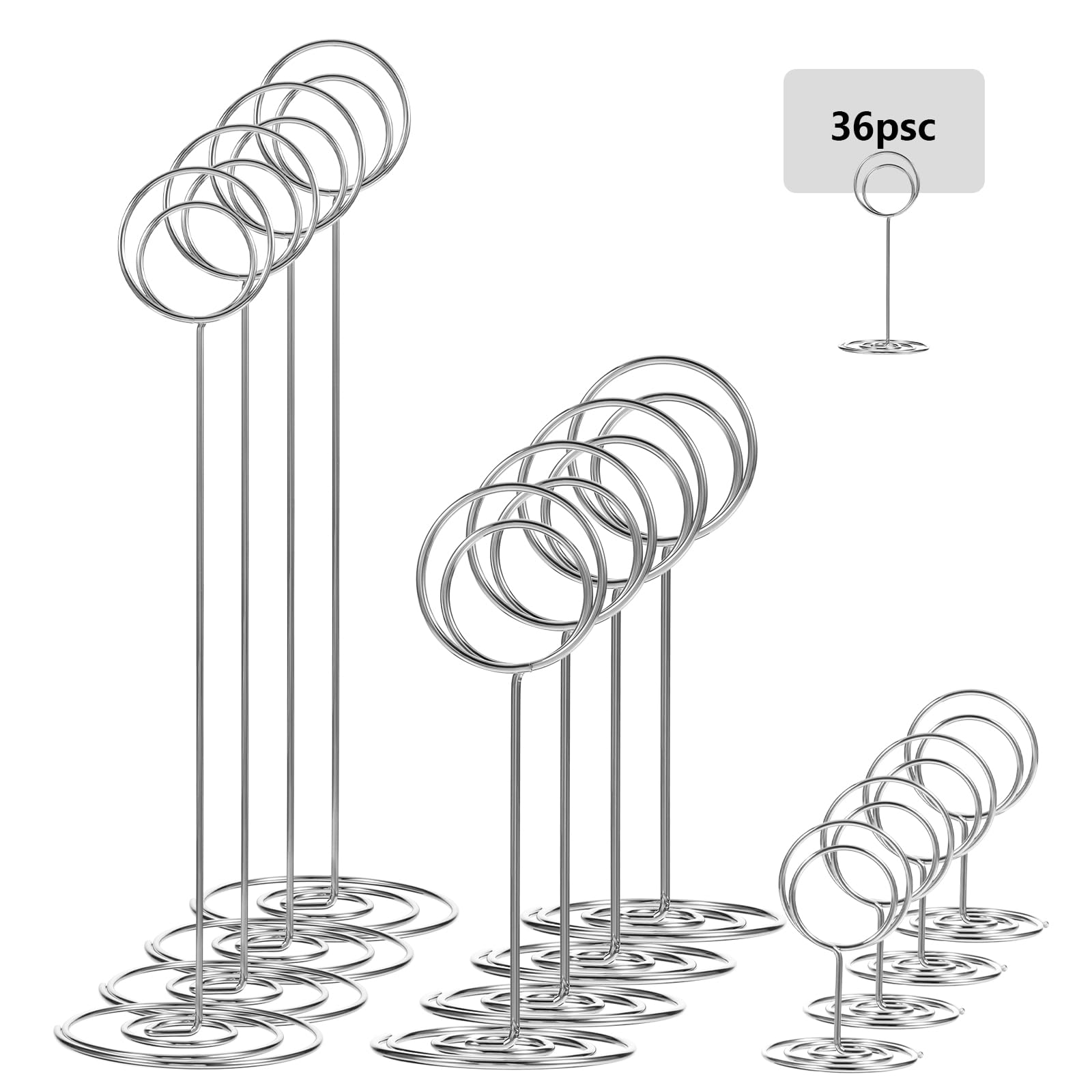 Lemecima 36 Pieces Table Number Holders 3 Size Place Card Holder Name Numbers Menu Memo Note Card Picture Photo Holder Clip Stand Table Sign Holders for Wedding Anniversary Party Display