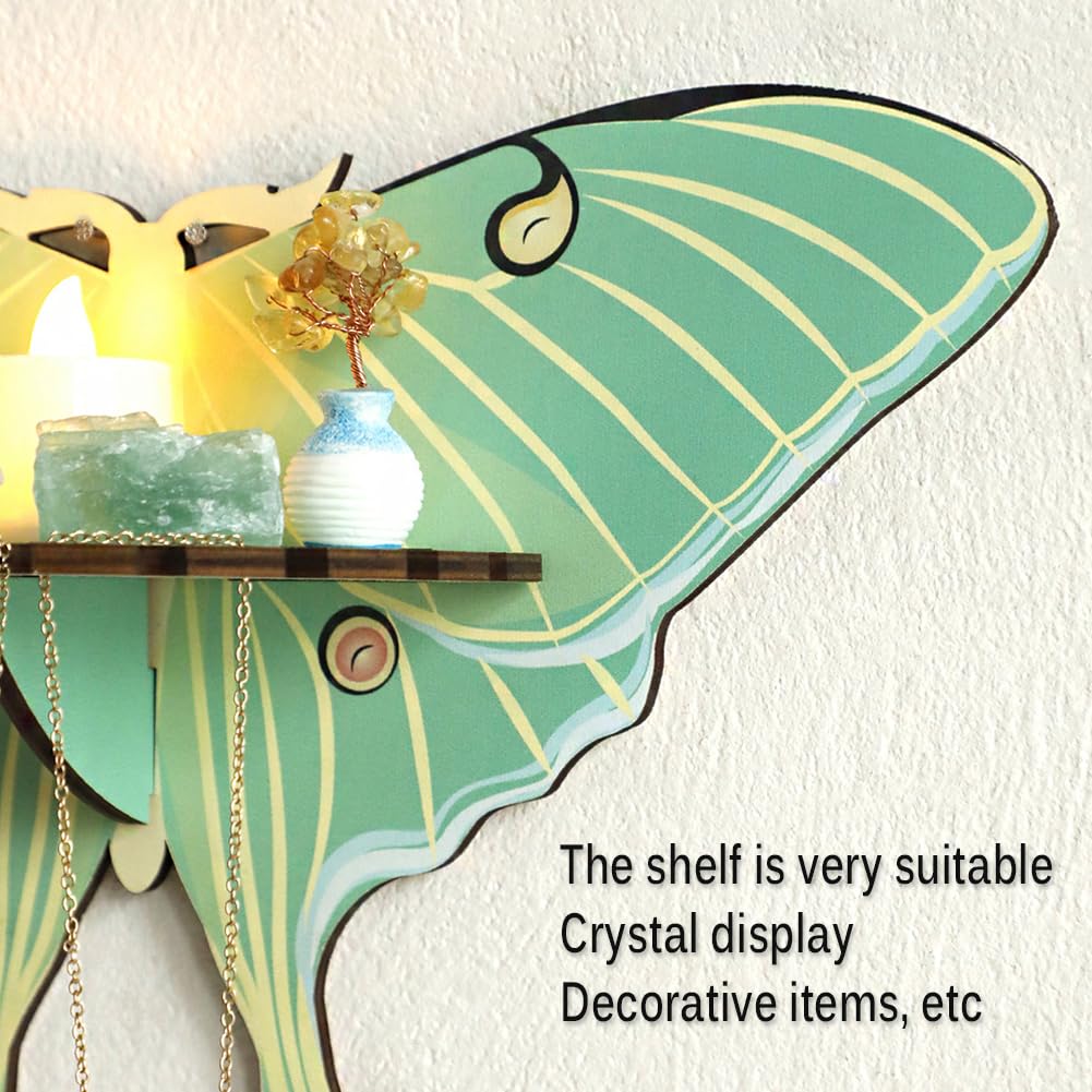 JruiZhp Butterfly Shelf， 1Pcs Green Butterfly Wooden Whimsigoth Decor Shelf Hanging Wall Shelf Floating Holder Shelves Storage Rack for Home Decoration