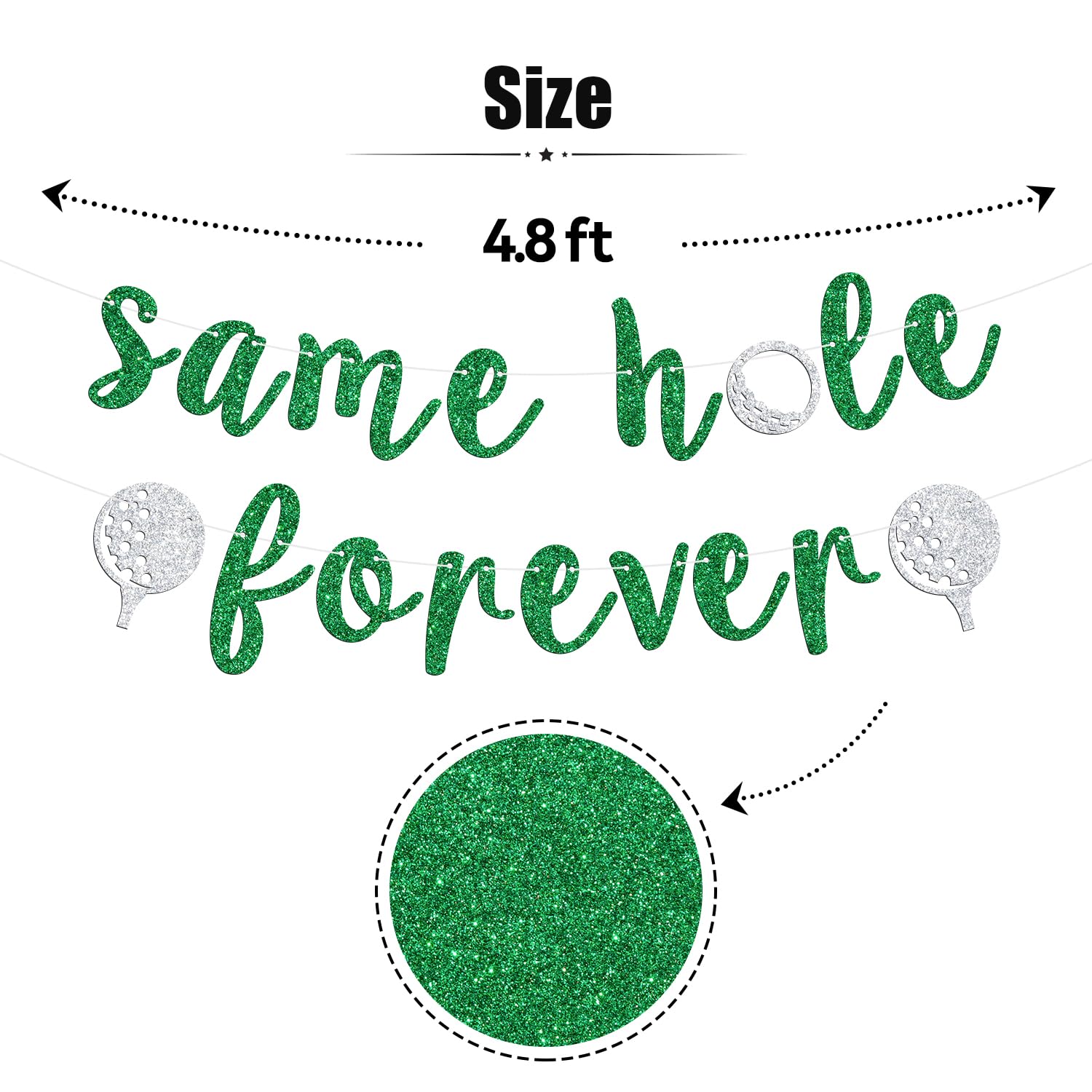 Same Hole Forever Banner, Funny Bachelorette Party Hanging Sign, Golf Theme Bachelor Bridal Shower Engagement Wedding Party Sign Decoration Supplies, Green Glitter