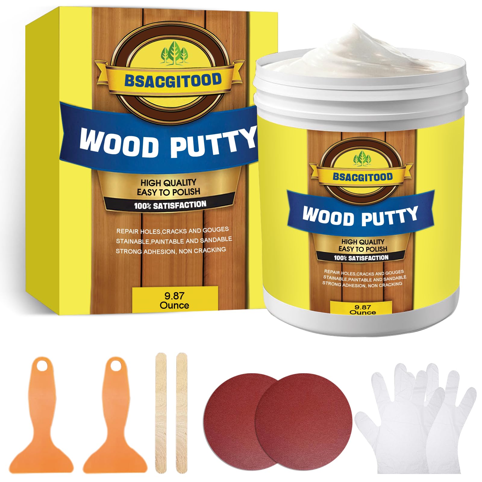 Wood Filler,Wood Putty - Wood Putty Filler, Wood Filler Paintable, Wood Furniture Repair Kit Can Quickly Repair Damaged Holes, Cracks and Chips. White Wood Filler - 9.87 Ounce (White)