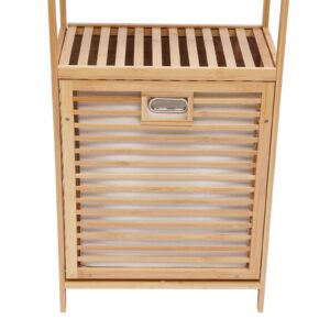 Laundry Basket Tilted Out Linen Basket Bamboo Freestanding Laundry Basket, Laundry Basket Bamboo Bathroom Cabinet,4-Tier Shower Shower Rack, Bathroom Living Room Bedroom Storage Laundry Rack