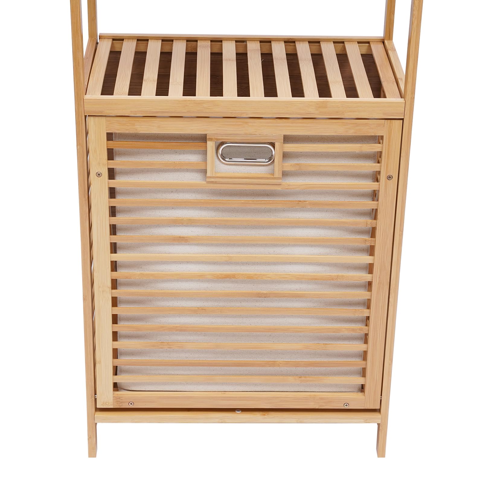 Laundry Basket Tilted Out Linen Basket Bamboo Freestanding Laundry Basket, Laundry Basket Bamboo Bathroom Cabinet,4-Tier Shower Shower Rack, Bathroom Living Room Bedroom Storage Laundry Rack