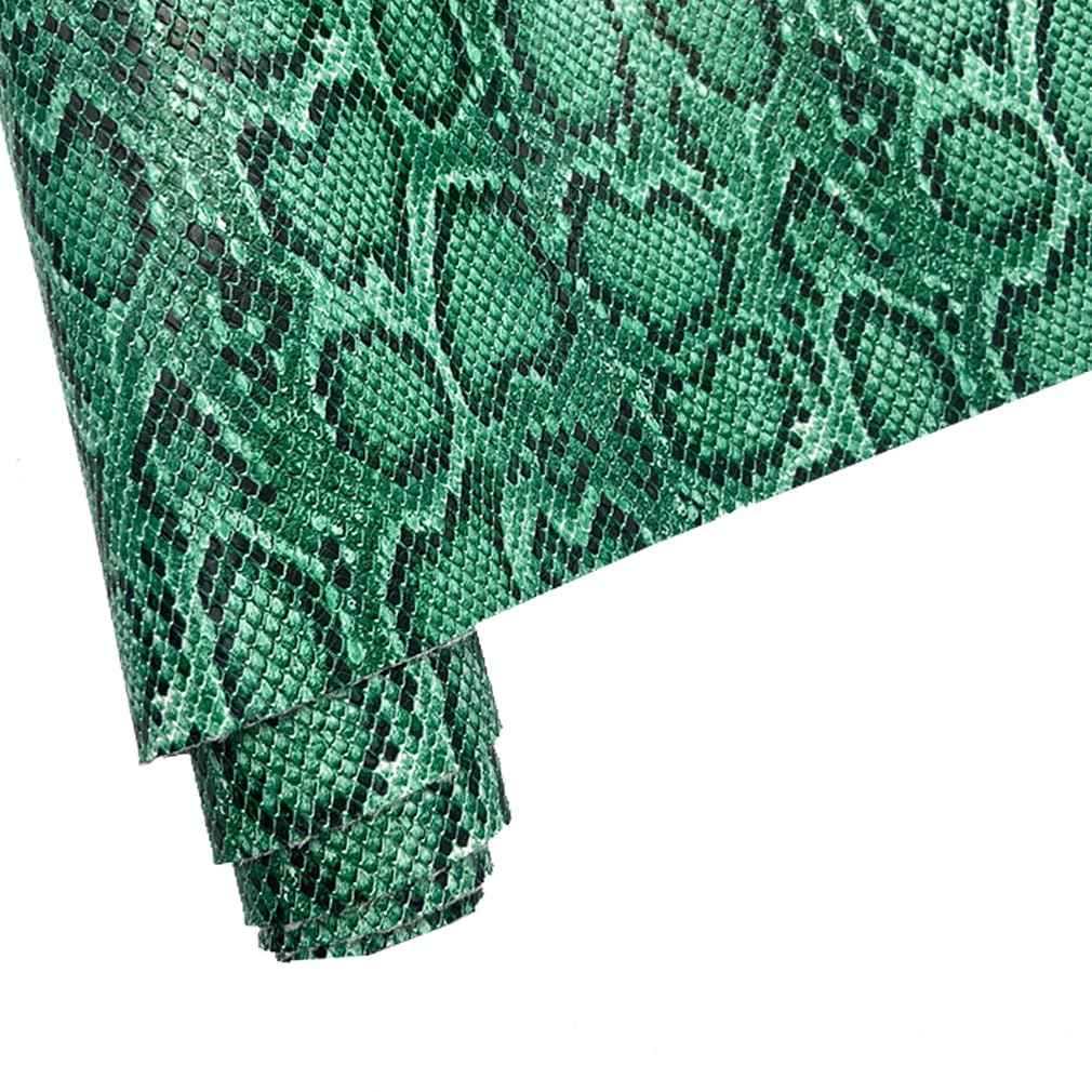 12"x54" Snake Patterned PU Faux Leather,Embossed Snake Textured Faux Synthetic Leather Fabric for Home Decoration DIY Sewing Clothes Project Bows Earrings Making Craft Green